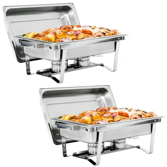 AOJDVE Stainless Steel Folding Chafing Dish, 8QT Food Pan & 13QT Water Pan, Foldable Frame with Fuel Holders, for Home & Commercial Use​