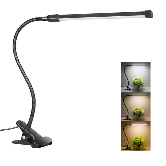 V Smart Life Lampe de Bureau LED Dimmable Soin des Yeux Lumière de Lecture Changement de Couleur 3 Niveaux de Luminosité 10 Niveaux Lampe à Pince LED (Noir)