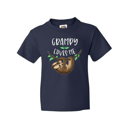 Inktastic Grampy Loves Me Cute Sloth and Baby Youth T-Shirt