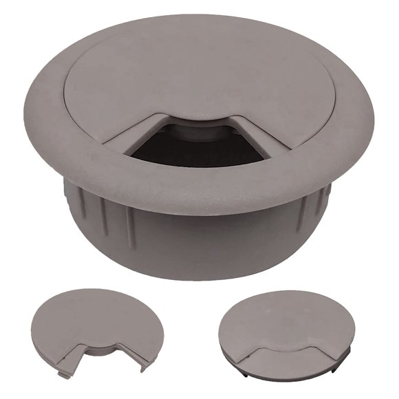CordAway Round Plastic Desk Grommet Ideal for Home Office, Computer, Gaming, Home Theaters & Entertainment Centers Adjustable, 2-3/8" Diameter, 1-1/8" deep, Light Slate Gray, 1 Piece