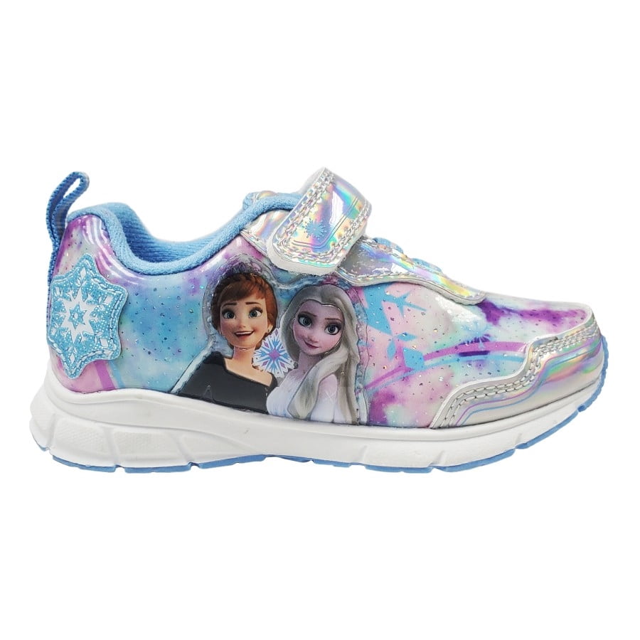 Disney Toddler Girls Frozen Light Up Sneakers - Silver/Blue, 10