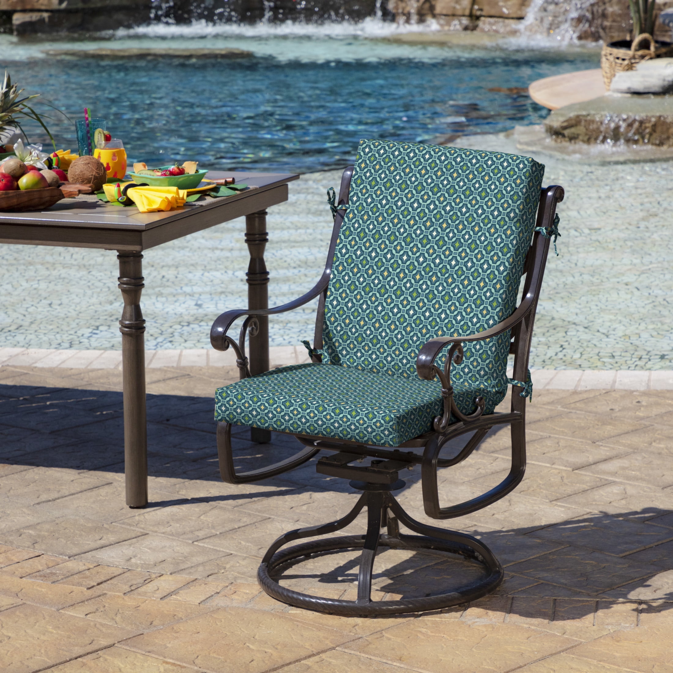 ARDEN 2-Pack Outdoor Patio Dining Chair Cushion, 20x44, Rain-Proof Seat Pad, Fade-Resistant Outdoor Cushion Alana Tile