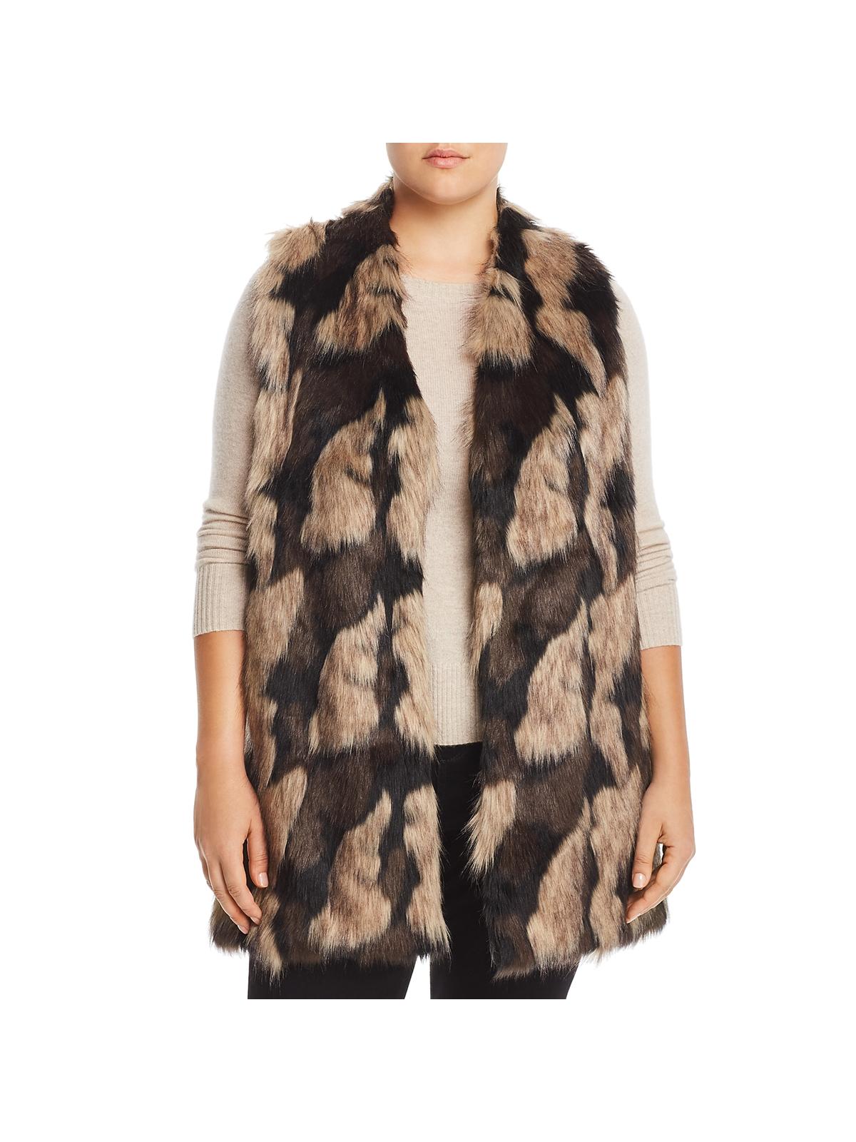 Joseph A. Womens Plus Faux Fur Open 