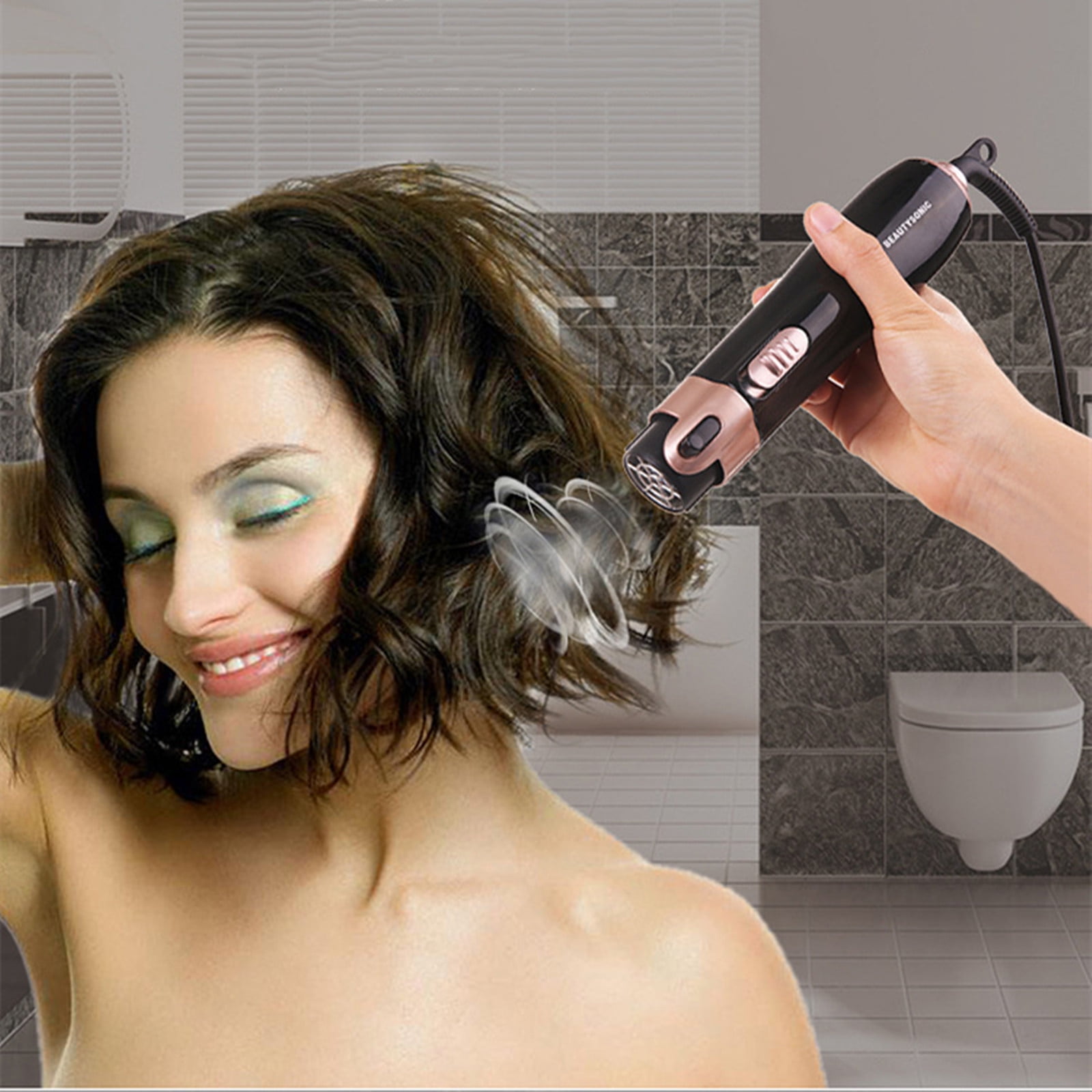 SPOORYYO Hair Dryer with Brush - Auto-Rotate Detangle Hot Brush with 4 Heads for Drying, Straightening, and Volumizing
