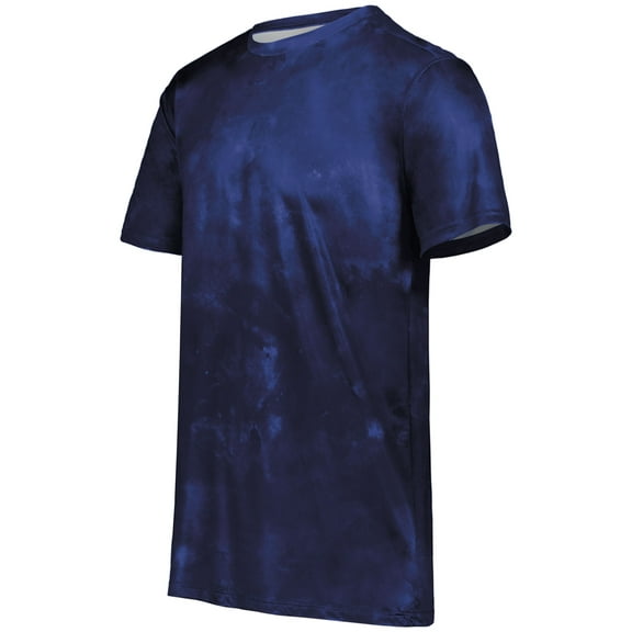 Holloway Sportswear L Boys Stock Cotton-Touch Poly Tee Navy Cloud Print 222696