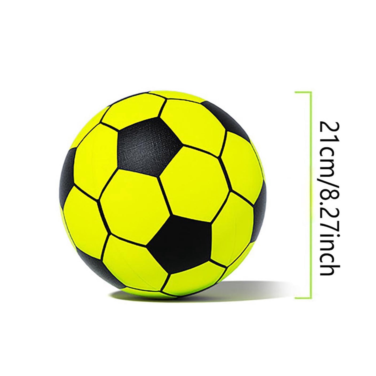 Silent Soccer Ball Indoor Soft Foam Football with Noise Reduction PU Material for Skill Training Quiet Game Play and Home Exercise, Fluorescent Black 8 Inch