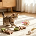 thumbnail image 5 of FEOLGEHLY Catnip Toy Set for Indoor Cats Silvervine Cat Toy Cat Teething Toy Cat Chew Toy Multi-Shape Fish Ball Mouse Feather Boredom Relief (Brown E), 5 of 7