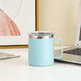 thumbnail image 3 of Coffee Stainless Steel Mug with 2 Lids & Handle, 14oz Insulated Travel Tumbler, 304 Leakproof Thermal Cup for Office Commute Camping, Sky Blue, 3 of 3