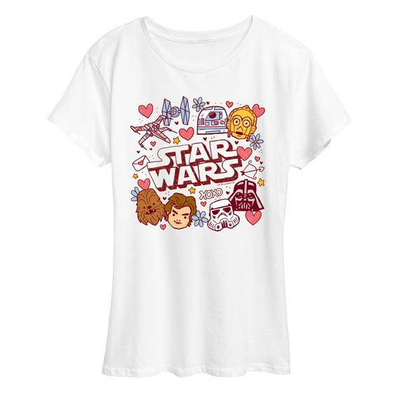 Star Wars - Valentine Logo Scribbly - Women's Short Sleeve Graphic T-Shirt