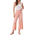 thumbnail image 2 of INSPIRE CHIC Womens Pajama Bottoms Palazzo Print Lounge Elastic Waist Sleepwear Loose Wide Leg Pants XS Pink, 2 of 6