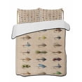 thumbnail image 2 of Ocean Fishhooks Twin XL Size Down Alternative Comforter, Lightweight Comforter Quilt Bedding Set with Pillow Shams Vintage Coastal Fishing Pattern Brown All Seasons Bed Comforter Duvet Insert 68"x98", 2 of 7