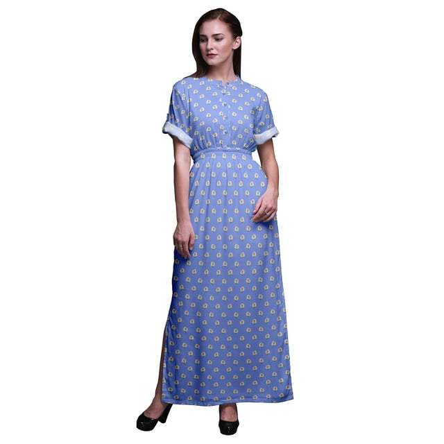 Bimba Robe Kimono Imprimée en Rayonne Rose Florale Manches Longues Maxi Fendue d'Été-TTTG