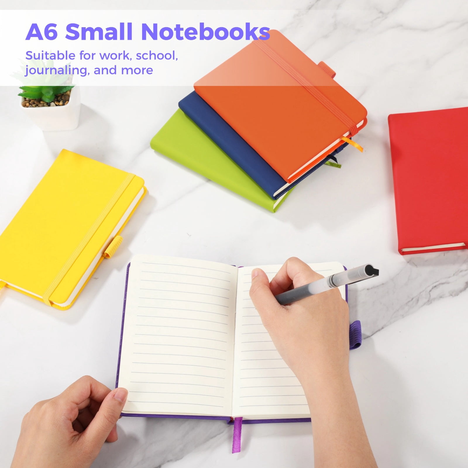 Small Notebooks A6 Pocket Journal 12 Pack, 80 Sheets/160 Pages, Elastic Closure, Pen Holder, Page Marker, 6 Colors, 5.5 x 3.7 in