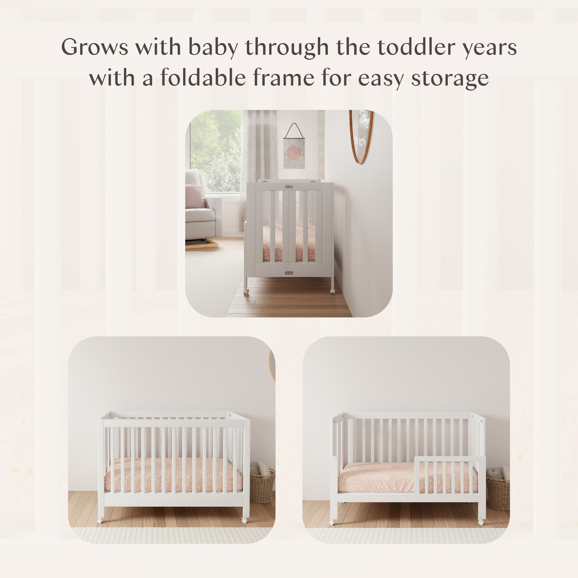 Babyletto Maki Portable Folding Crib with Toddler Bed Conversion Kit