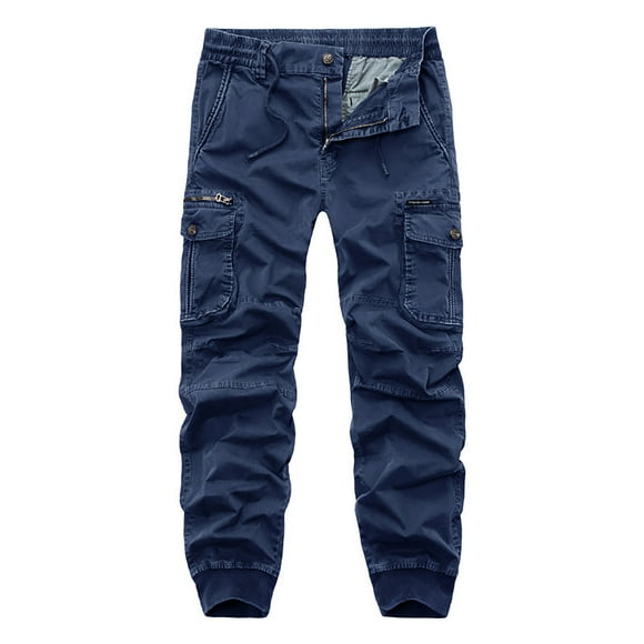 TIMIFIS Men's Joggers Pants Casual Baggy Elastic Waist Cargo Sweatpants with Multi-Pocket Regular Solid Work Pants