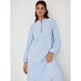 thumbnail image 7 of Textured Crew Neck Maxi Dress with Buttons, 7 of 7