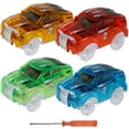 thumbnail image 1 of Gotydi 4Pcs Tracks Cars Replacement Only ，Light Up Car Model Toy，with 5 LED Light Battery Powered，Compatible with Most Tracks for Toddlers Aged 3+，Fun Gift for Kids, 1 of 7
