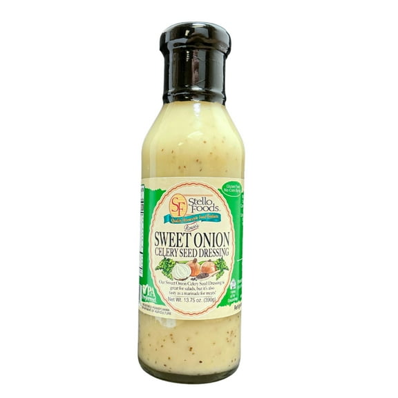 Stello Foods - Rosie's Sweet Onion Celery Seed Dressing 13.75 oz, Gluten Free, No Corn Syrups, Cholesterol Free, Low Sodium, Vegan, Vegetarian