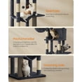 thumbnail image 6 of 69 Inch Tall Cat Tree Tower for Indoor Cats, Multi-Level Cat Condo with 2 Caves, 2 Baskets, 5 Scratching Posts, Self-Groomer, Perch, and Hammock, Dark Gray, 6 of 7