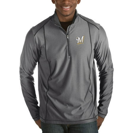 - Men's Antigua Heathered Charcoal Milwaukee Brewers Tempo Half-Zip Pullover Jacket