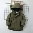 thumbnail image 4 of Cethrio Boys Winter Coats Size 10-12, Full Zip Windproof Thickened Warm Winter Outerwear with Hood Army Green Size 10-12, 4 of 7
