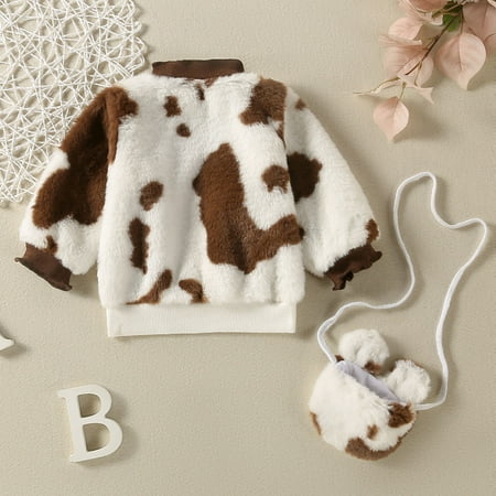 

Cathalem Girl Hoodies And Sweatshirts Toddler Girls Long Sleeve Cow Printed Fleece Thick Warm Pullover T Toddler Boy Sweater Childrenscostume Brown 3-4 Years