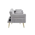 thumbnail image 3 of Newboti Furniture Modern Teddy Upholstered Accent Loveseat Sofa With Side Pocket,Folding Sleeper Sofa Bed With Foldable Armrest , Adjustable Backrest and Golden Metal Legs for Living Room,Grey BN.186, 3 of 12