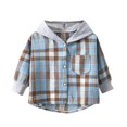 thumbnail image 2 of Toddler Boys Long Sleeve Winter Hooded Shirt Tops Coat Outwear For Babys Clothes Plaid Warm D 2 Years-3 Years, 2 of 5