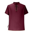 thumbnail image 2 of pstuiky Camisa de manga corta para hombre, Camisa de estilo hippie para hombre, de manga corta, estilo playero, informal, con cuello levantado y cuello vuelto. camisas casuales para hombre xxl, 2 of 5