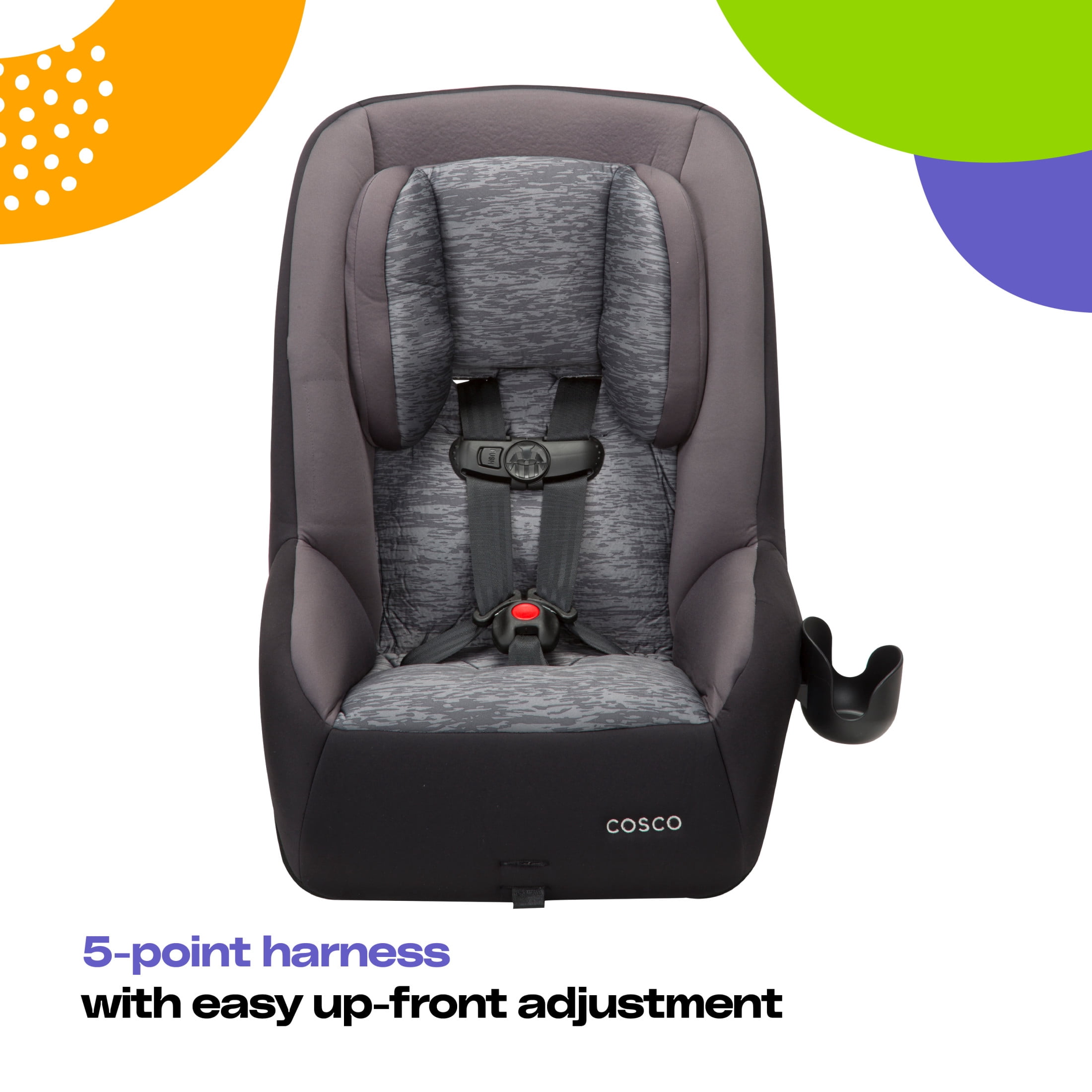 Cosco Kids MightyFit 65 DX Convertible Car Seat, Heather Onyx