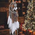thumbnail image 3 of Dreamcatcher Handmade Moon Design with Feathers Dream Catcher Wall Hanging (White), 3 of 5