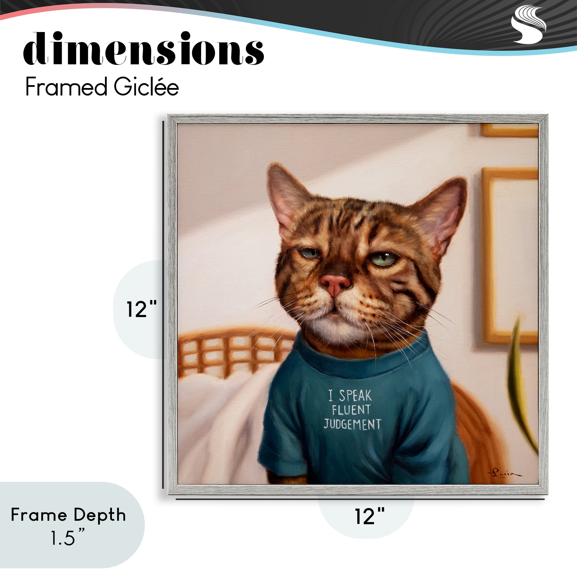 Stupell Industries Cattitude Speak Fluent Judgement Gray Framed Giclee Art, design by Lucia Heffernan