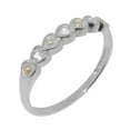 thumbnail image 1 of LBG British Made 10k White Gold Ring with Natural Diamond & Cultured Pearl Womens Eternity Ring - 33 size options - Size 7.25, 1 of 9