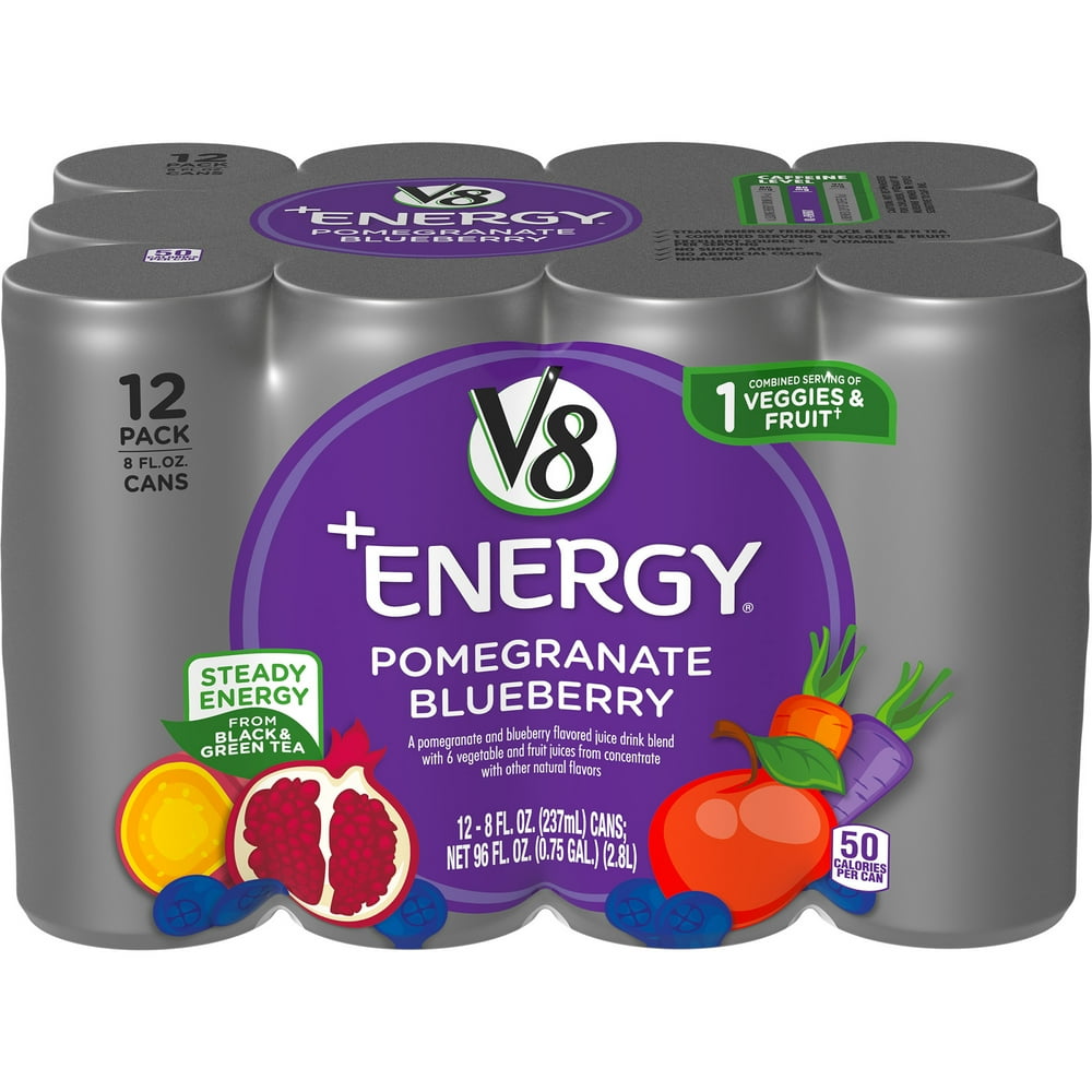 V8 +Energy, Healthy Energy Drink, Natural Energy from Tea, Pomegranate