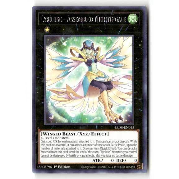 Collectible Yu-Gi-Oh Legendary Duelists Synchro Storm Lyrilusc Assembled Nightingale LED8-EN045 Rare LP English