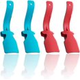 thumbnail image 1 of KAIYANG 4 piezas de elevadores de zapatos fáciles de usar, deslizadores de calcetines de plástico portátiles con forma de cuerno para botas (rojo + azul), 1 of 5