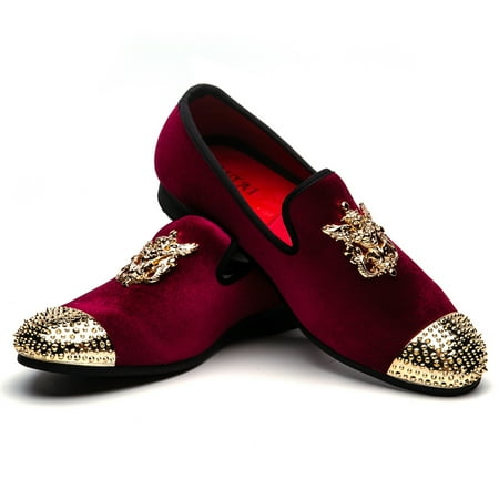 

JITAI Men s Velvet Loafers Dress Wedding Party Prom Shoes for Men Red Size 13