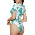 thumbnail image 3 of The Xecao Vintage Floral Women's Crew Neck Body Suit, a short-sleeved bodysuit and basic swimsuit, both comfort and style for dating and daily life, 3 of 9