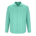 thumbnail image 7 of Ohufall Men's Shirts Cotton Linen Turndown Collar Button Top Long Sleeve Fashion Comfort Casual Tshirts, 7 of 7