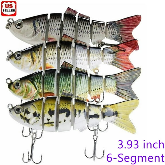 4pcs Fishing Lures for Bass Trout 6-Segmented Multi Jointed Swimbaits Slow Sinking Swimming Lures Freshwater Saltwater Bass Fishing Lures Kit Lifelike