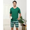 thumbnail image 2 of BEOEOSY Matching Couples Pajamas Soft Mens Pjs Short Sleeve Shorts Set Casual V Neck His and Her Pajamas Lounge Set (Green-Men,m), 2 of 7