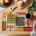 thumbnail image 2 of Green Orange Geometric Placemats Set of 8 Modern Abstract Art Luxury Place Mats Indoor Wipeable Table Mats Washable Cloth Dining Table Placemats for Kitchen Holiday Party Home Decor 13x19 Inch, 2 of 9