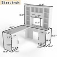 thumbnail image 2 of L-Shaped Computer Desk with 2 Cabinets and 2 Drawers, 11 Open Shelves and 1 Right Flip Shelf with Storage, with Power Outlet, for Study, Living Room and Office, 2 of 5