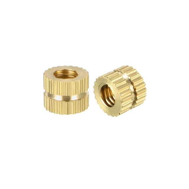 Unique Bargains M4 x 5mm(L) x 6.4mm(OD) Female Thread Brass Knurled Threaded Insert Embedment Nuts, 100 Pcs