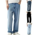 thumbnail image 2 of Miluxas Men Baggy Jeans Y2K Hip Hop Pants Wide Leg Streetwear Jeans Skate Denim Pants Loose Fit Trousers Cargo Solid Color Black,Blue,Light Blue,Dark Blue, 2 of 6