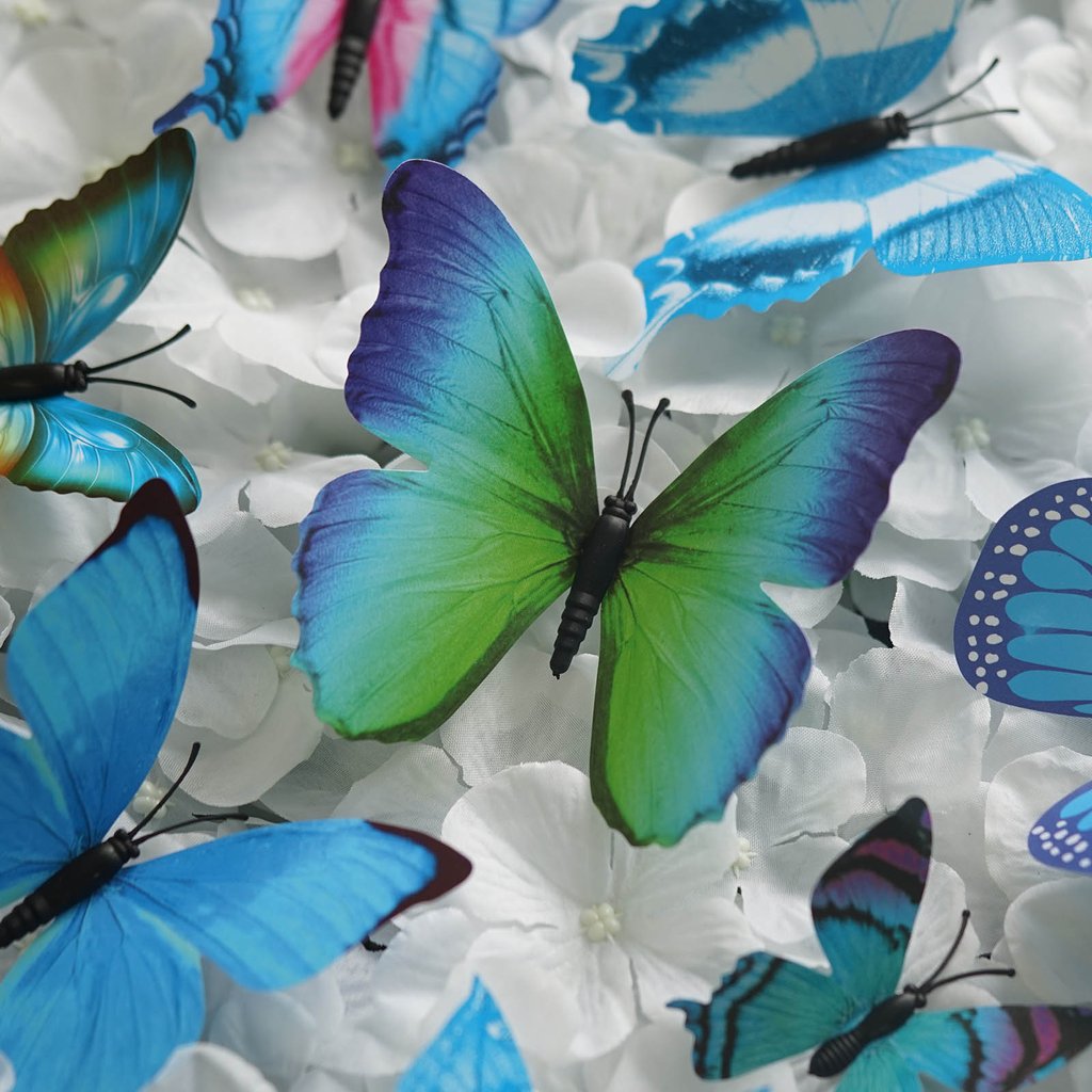 BalsaCircle 12 Pieces 3D Blue Butterfly Stickers Wall Decals Crafts Scrapbooking Favors - image 2 of 4