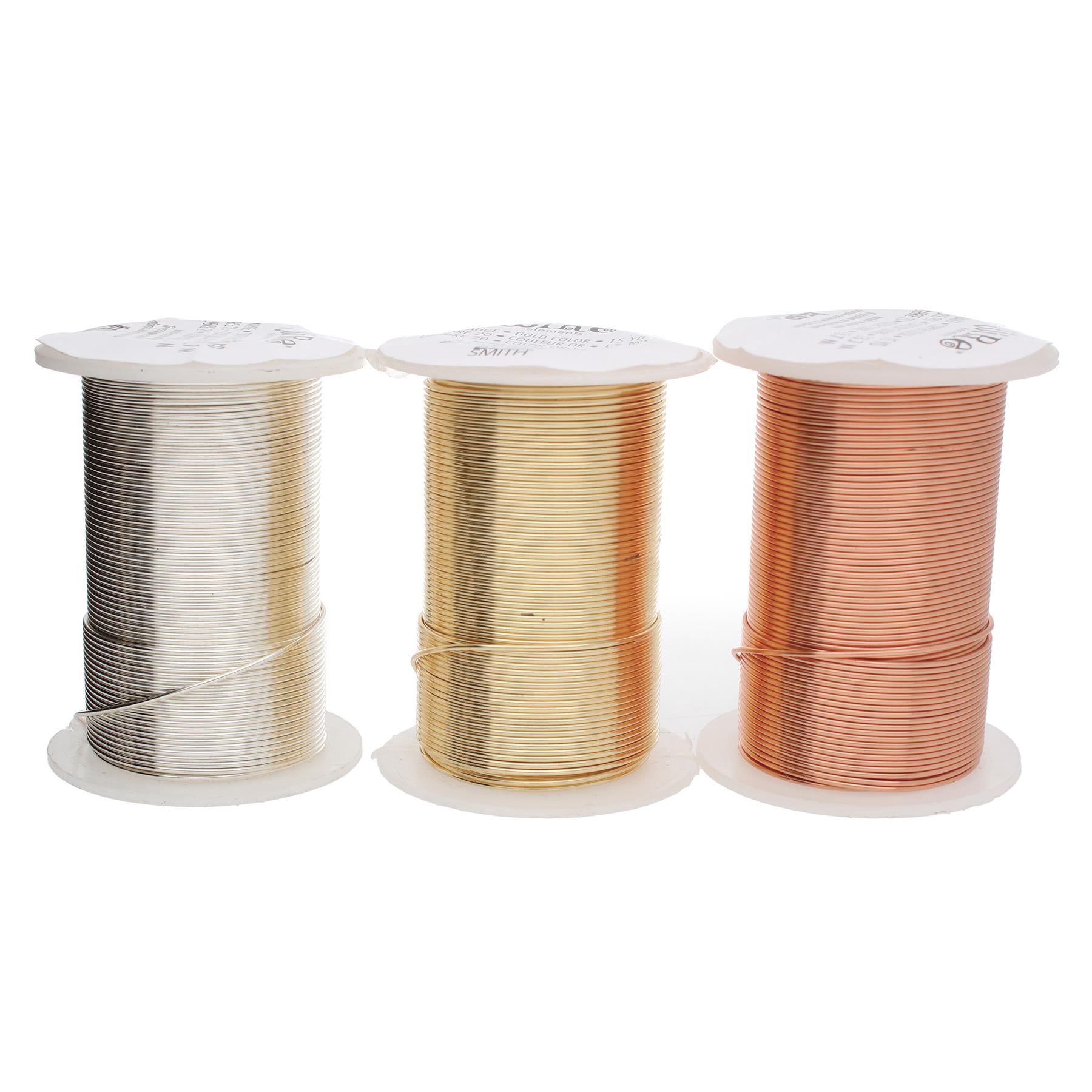 The Beadsmith Wire Elements 26-Gauge Lacquered Tarnish-Resistant Copper Wire for Jewelry Making, 4-34 Yard, 31.09 Meter Spools (Gold, Silver, & Copper Color)
