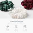 thumbnail image 2 of Fishers Finery 25 Momme 100% Pure Mulberry Silk Large Scrunchies (Red|Green|White - 3 Pk), 2 of 6