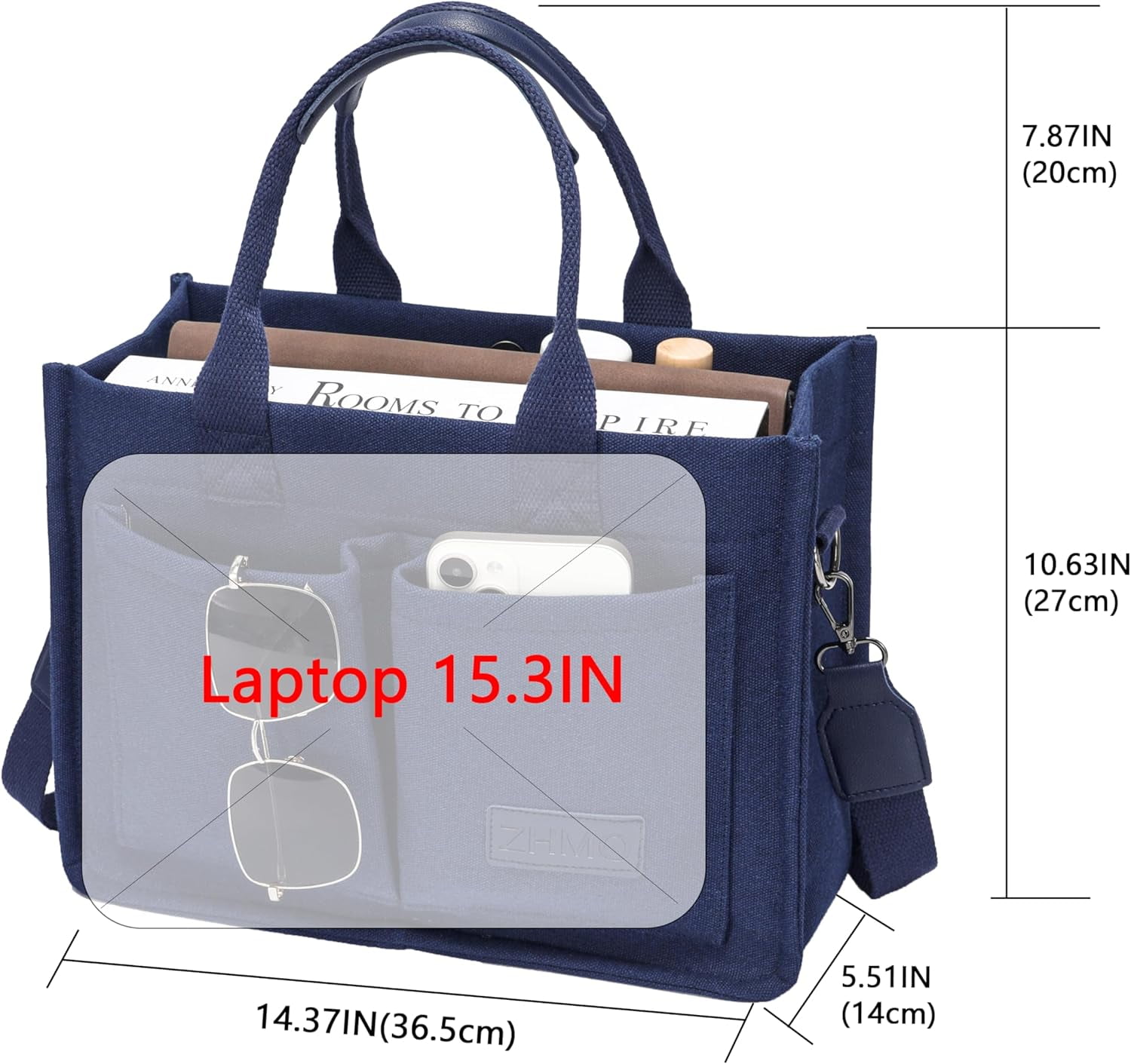 Large Canvas Tote Bag for Women With Pockets,Laptop Crossbody Purses Everything Everyday Bag Handbags for Work Beach Gym