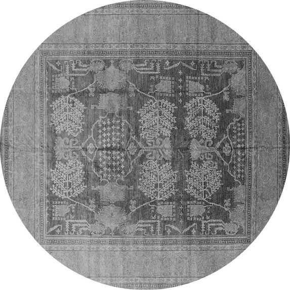 Ahgly Company Indoor Round Oriental Gray Industrial Area Rugs, 6' Round